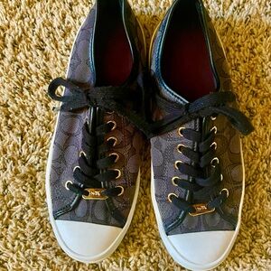 Coach Empire Black & Smoke Women's Signature Canvas & Napa Leather Trim Sneakers